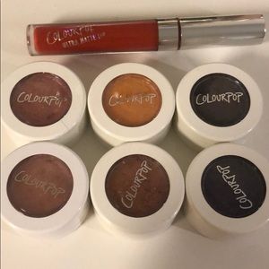 Color Pop super shock eyeshadow x6, lip gloss x1